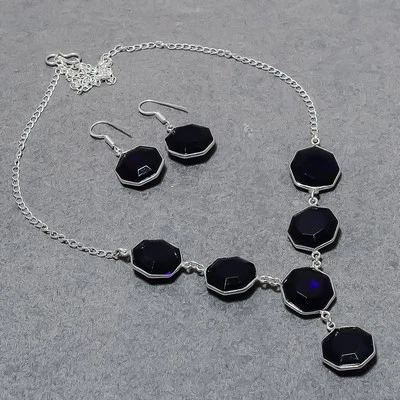 Faceted Tanzanite Quartz Gemstone Handmade Fashion Ethnic Jewelry Set SR 1056 - Image 1 of 4