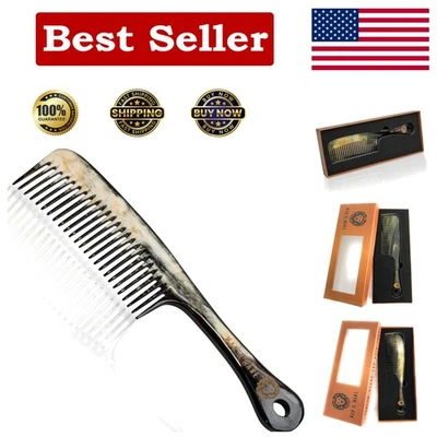 Peine antiestático de cuerno de buey hecho a mano - desenredante largo para todo tipo de cabello Foto 1 de 4