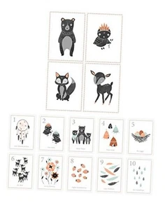 Children's Wall Art Prints, Boho Woodland Animal Room Collection, Set of Four - Picture 1 of 5