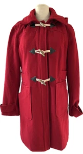 Klassischer Nautica roter Wollmischung durchgehender Reißverschluss umschaltbarer Erbsenmantel abnehmbare Kapuze Medium - Bild 1 von 13