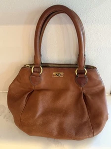 J.CREW BROWN GENUINE LEATHER TWO COMPARTMENTS HOBO SHOULDER BAG HANDBAG PURSE - Picture 1 of 10