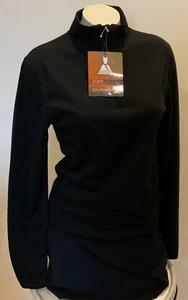 NUEVO CON ETIQUETAS Gordoni Cuarto Cremallera Mujer Negro Capa Base Lana Merino 1/4 Lana Lava Talla L - Imagen 1 de 9