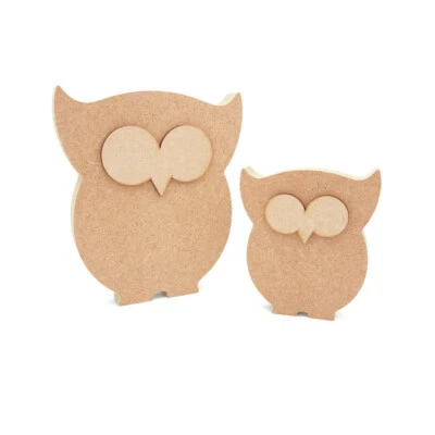 Lindo búho independiente con forma de pájaro MDF madera artesanía en blanco 18 mm vivero de Navidad