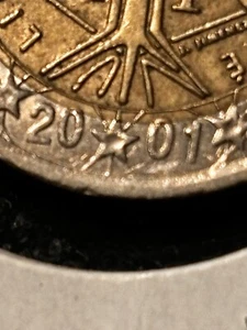FRANCE 2 Euro 2001 Error Coin rare - Picture 1 of 3