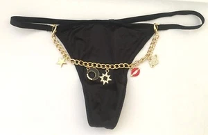 Victorias Secret Very Sexy Black V-String Thong Panty Size L With Charm Bracelet - Picture 1 of 9