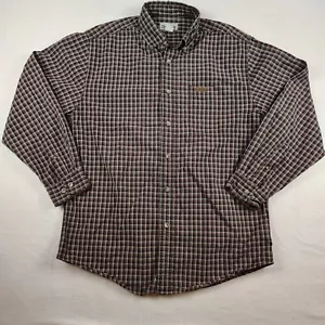 VTG Carhartt Shirt Mens Medium Black Red White Plaid 90s Workwear - Picture 1 of 8