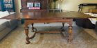 ANTIQUE TUDOR DINING ROOM TABLE W/2 PULLOUTS AND 6 CHAIRS