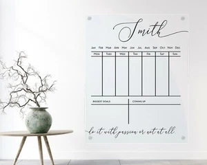 Acrylic Calendar Modern Family Planner Personalised Message Board Zoom Backdrop - Picture 1 of 8