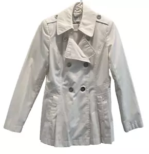 Women's Via Spiga Cream Double Breasted Pleated Trench Coat/Jacket Size S - Picture 1 of 17