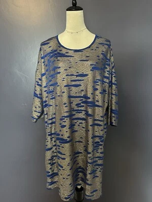 ASOS Metallic Gold Cobalt Short Sleeve Mini Dress Tunic Size 10 - Image 1 of 4