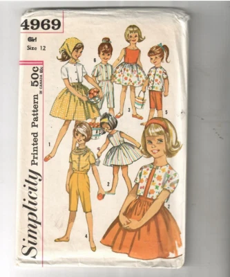 SIMPLICITY #4969 - cut- Size 12 - Childs & Girls' One-Piece Dress, Pants, Blouse - Image 1 of 2