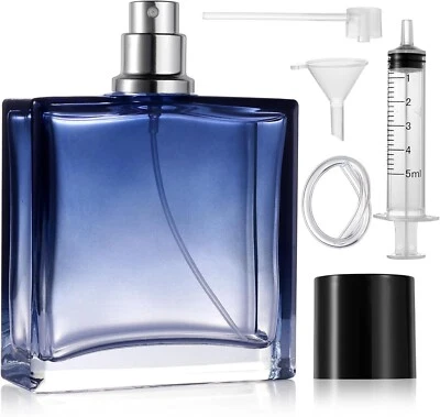 1 X 100ml Empty Glass Perfume Spray Bottle Atomizer Square Refillable for Travel - Image 1 of 4