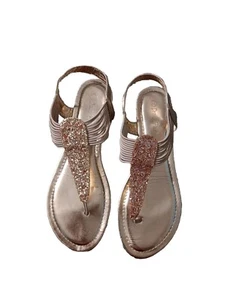 Dream Pairs Sandals Womans Size 8.5  Sparkle Gold Slingback Flup Flips Gladiator - Picture 1 of 9