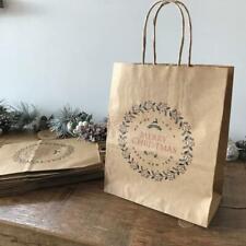 Christmas Party Gift Bags | Festive Kraft Brown Handles Favours x10