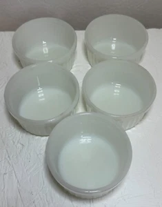 Vintage Anchor Hocking Fire King White Glass 1434 Ramekin Custard Cups 5 Count - Picture 1 of 2