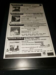 Bryan Adams/Roger Hodgson/General Public Rare Radio Promo Poster Ad Framed!
