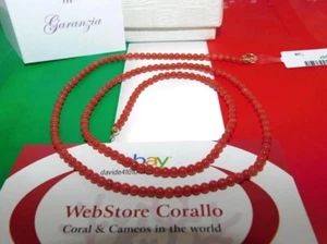 Necklace of Italy in Gemstone Coral and 18k Gold Natural Genuine stone Women Men - Picture 1 of 3