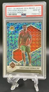 Cristiano Ronaldo 2021-22 Mosaic FIFA World Cup Peacock Choice PSA Gem Mint 10! - Picture 1 of 2