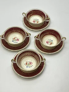 Aynsley Soup Bowls & Saucers Bone China England 1930s Vintage Ice Cream 8 Pcs - Picture 1 of 8