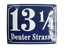 Hausnummer Hausnummernschild Emaille 25x30 cm mit Wunschstraßennamen und Nummer