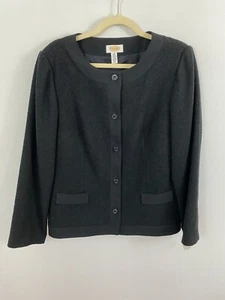 NEU Talbots Blazer schwarz strukturiert Knopfleiste Größe 14 gefüttert lange Ärmel - Bild 1 von 6