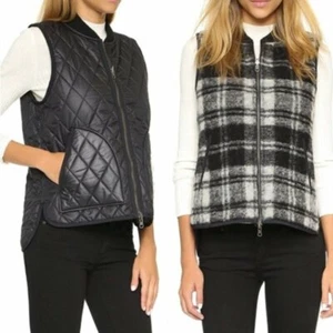 Madewell Vest Women's XS Black Check Copeland Reversible MSRP $120.00 NEW - Picture 1 of 7