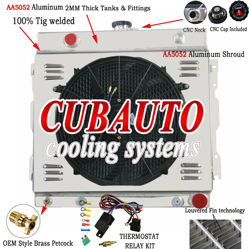2-Core Radiator+Shroud Fan For 1972-79 77 1975 DODGE D/W D100 W200 300 PICKUP V8 Foto 1 de 4