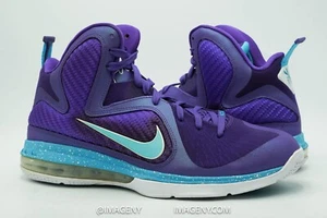 NIKE LEBRON 9 SIZE 10.5 SUMMIT LAKE HORNETS PURPLE TURQUOISE WHITE 469764-500 - Picture 1 of 7