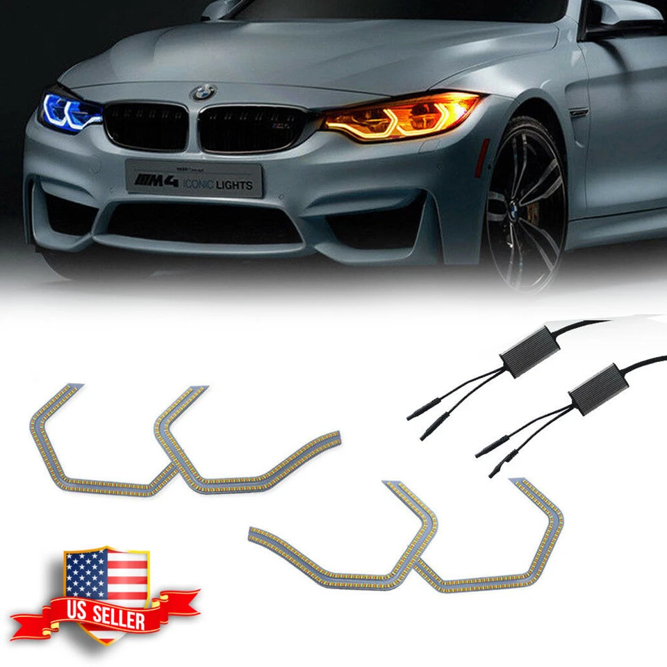 Kit de ojo de ángel LED estilo icónico Switchback Concept M4 con cables de relé para BMW Foto 1 de 4