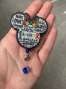 Autism Awareness Badge Reel Retractable Clip With Clear ID Card Holder NHS - Picture 1 of 7