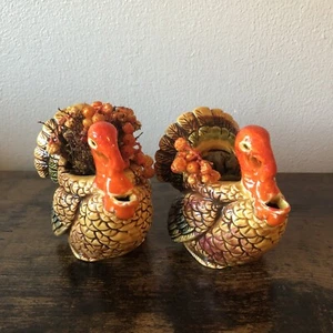 Vintage Ceramic Turkeys Imports Enesco Japan E-9836 Lot Of 2 - Picture 1 of 13