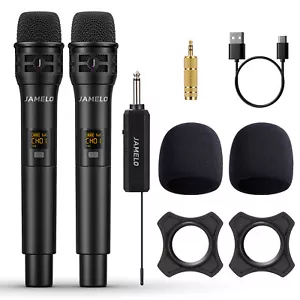 JAMELO Wireless Dynamic Microphone UHF Handheld Mic Micro Set Karaoke Cardioid - Picture 1 of 9