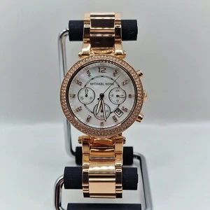 MICHAEL KORS WOMENS WATCH STEEL ROSE GOLD STRAP WITH WHITE DIAL GENUINE MK5491 - Picture 1 of 6