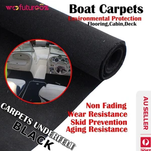2Mx1M Non-Slip Black Marine Bass Boat Carpet Pontoon Cabin Flooring Rug Redesign - Picture 1 of 20