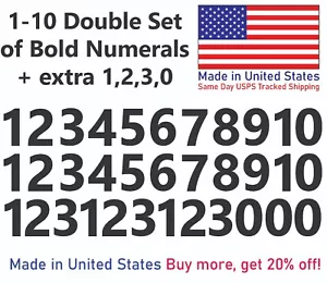 1-10 Bolston Bold Outdoor Vinyl Decal Numbers for Mailbox, Door, Address, Locker - Picture 1 of 37