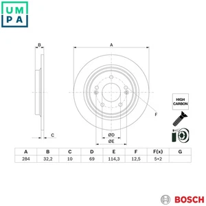 2x BRAKE DISC 0 986 479 G77 FOR HYUNDAI G4FJ 1.6L D4FE/G4FP 1.6L 4cyl KONA - Picture 1 of 9