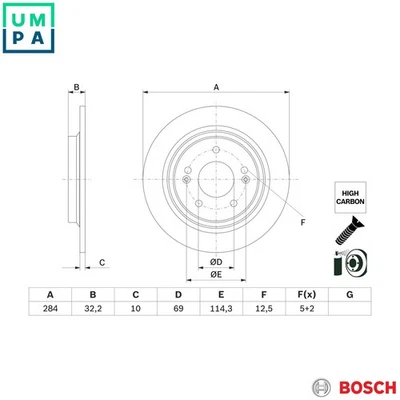 2x BRAKE DISC 0 986 479 G77 FOR HYUNDAI G4FJ 1.6L D4FE/G4FP 1.6L 4cyl KONA - Image 1 of 4