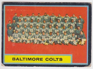 1962 Topps #12 Baltimore Colts carta squadra PIEGHE - Foto 1 di 2