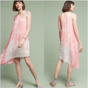 ANTHROPOLOGIE MAEVE Pink Silk Dress Size 14 Romantic Fairy Feminine Date Dainty - Picture 1 of 9