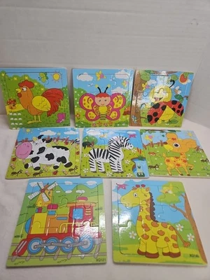 Rompecabezas de madera para niños de 9 piezas bordes lisos para niños pequeños o niños 8 piezas Foto 1 de 4