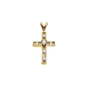 Diamond Cross Pendant In 14K Yellow Gold (.32 ct. tw.) - Picture 1 of 1