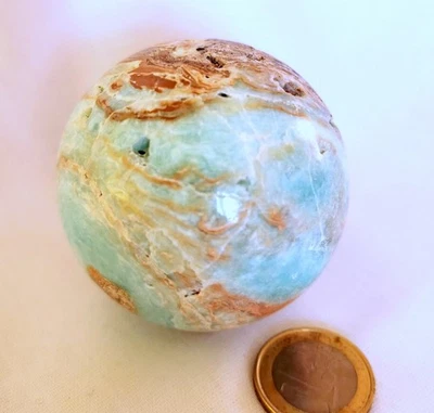 Karibik Calcit Kugel, Edelstein - Jumbo - 55 mm - Handschmeichler - Grün - Bild 1 von 4