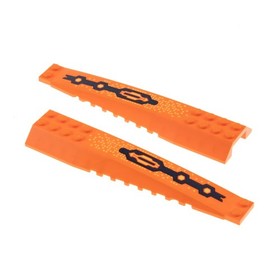 2x Lego Wedge Wing Plate 16x4x1 Orange Sticker Pattern Arrow Yellow 45301pb057