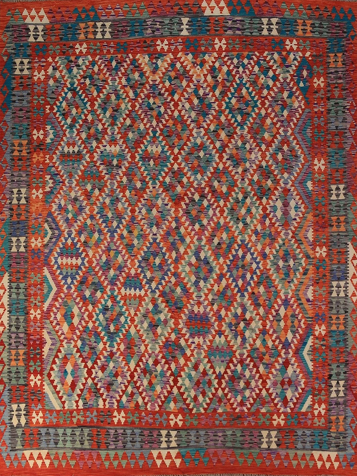 Alfombra Southwestern Kilim 8x10 pies tejida a mano colorida alfombra de lana oriental  Foto 1 de 4