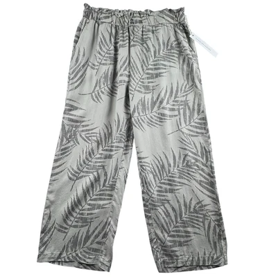 Jane & Delancey Palm Print Pants Gray Women's Size L Casual Flowy Tropical NWOT - Image 1 of 4