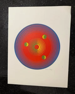 NORMAN TAYLOR (USA 20th C) OPTICAL ART LITHOGRAPHY SIGNED - Picture 1 of 9