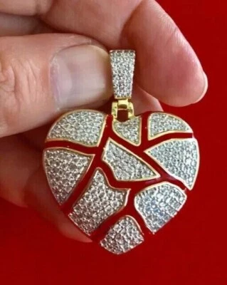 Colgante Corazón Roto 2.23Ct Corte Redondo Diamante Simulado Plata de Ley 925 Foto 1 de 4