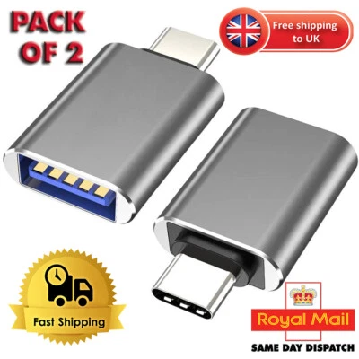 2x Pcs USB Type C to USB 3.0 Adapter Female For Apple Mac PC Laptop Tablet Andr - Image 1 of 4