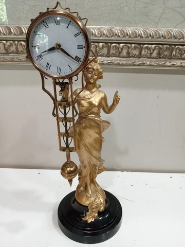 Vintage Diana Goddess Swinging Pendulum Figural Mystery Clock Japan Junghans Cover