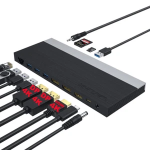 WAVLINK USB C Docking Station,13-in-1 Triple Display Type C Adapter(HDMI,2 Displ - Picture 1 of 9